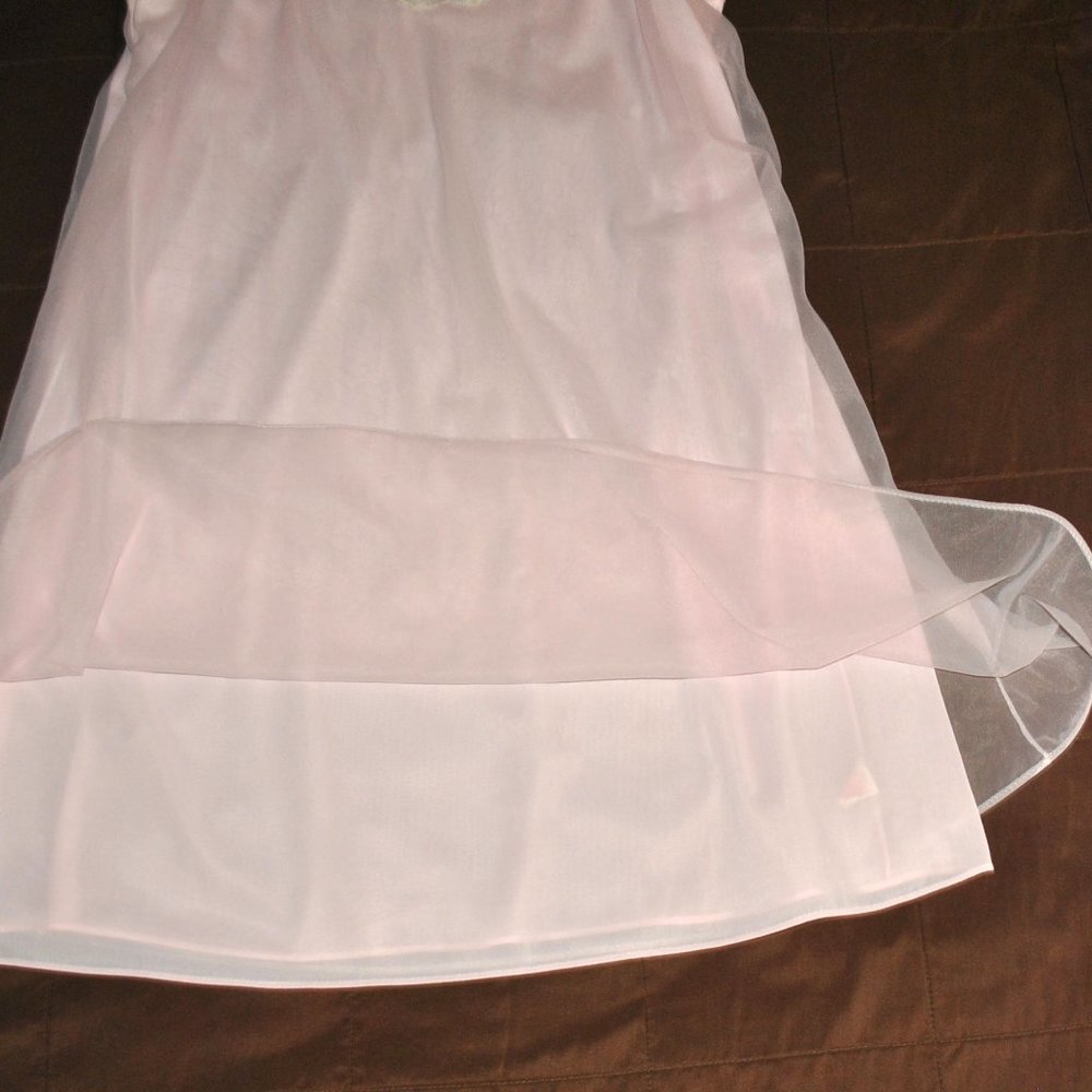 Vintage Sears Peignoir Set Size Small 32-34 Pink & White Short Nightie & Robe - Picture 8 of 15